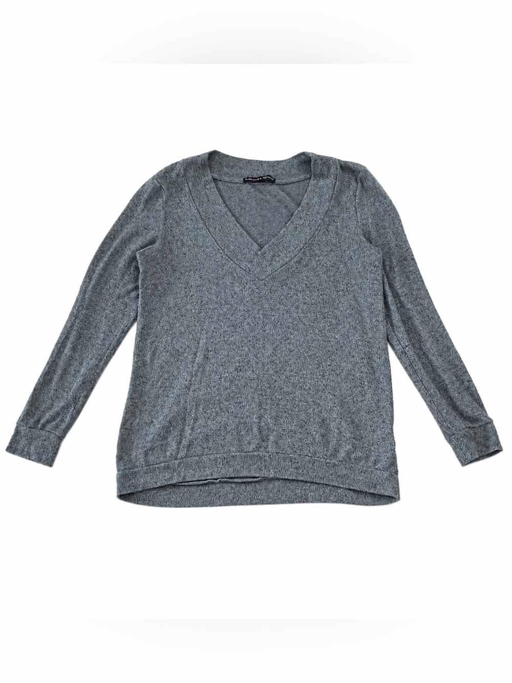 HARLOWE & GRAHAM SOFT KNIT V NECK SWEATER WOMENS PETITE XSMALL GRAY COZY